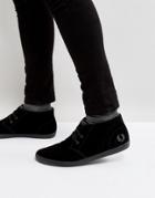 Fred Perry Byron Mid Suede Sneakers In Black - Black