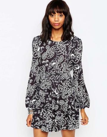Ivana Helsinki Long Sleeeve Printed Skater Dress