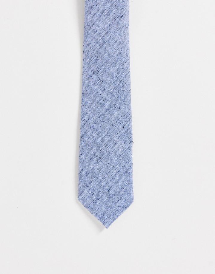 Asos Design Slim Textured Tie In Baby Blue-blues