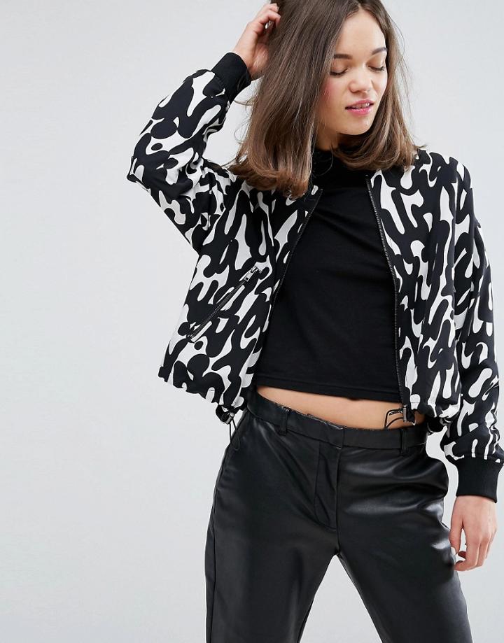 Monki Letter Print Drawstring Jacket - Multi