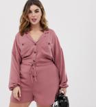 Asos Design Curve Slouchy Waisted Boiler Romper - Pink