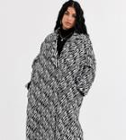 Asos Design Curve Black And White Animal Coat