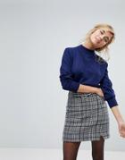 Willow And Paige Smart Sweater With Double Neck Detail - Navy