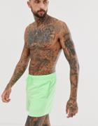 Asos Design Swim Shorts In Mint Green Short Length - Green