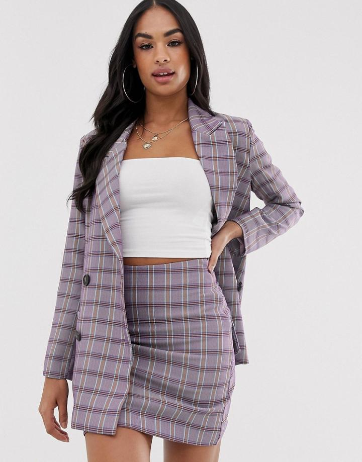 Asos Design Suit Blazer In Purple Check - Multi