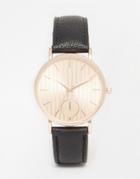 Asos Metallic Stripe Face Watch - Black