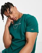 Tommy Jeans Small Text Chest Logo T-shirt In Green