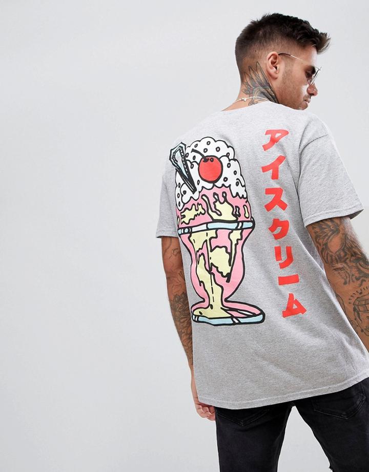 New Love Club Sundae Back Print T-shirt - Gray