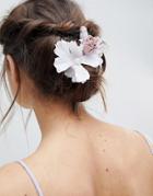 Asos Design Pretty Pearl And Floral Hair Clip - Multi