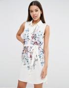 Lipsy Floral Tie Waist Shirt Dress - Multi