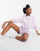 Pull & Bear Cropped Sweatshirt & Shorts Set In Lilac-purple