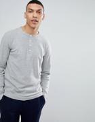 Lindbergh Waffle Grandad Long Sleeve Top In Gray - Gray