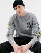 Aape By A Bathing Ape X Steven Harrington Sleeve Print Sweater In Gray - Gray