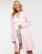 Brave Soul Bride Tribe Robe In Pink Stripe-white