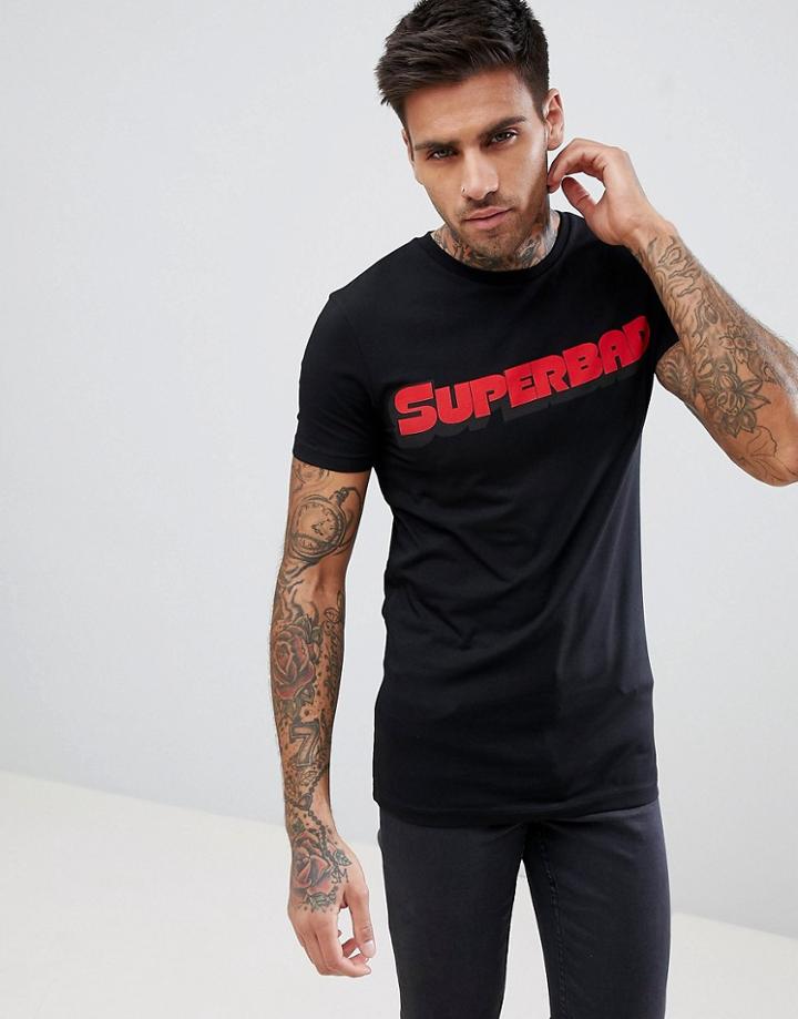 Asos Design Superbad Muscle T-shirt - Black