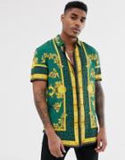 Siksilk Short Sleeve Shirt In Green Leopard Print - Green