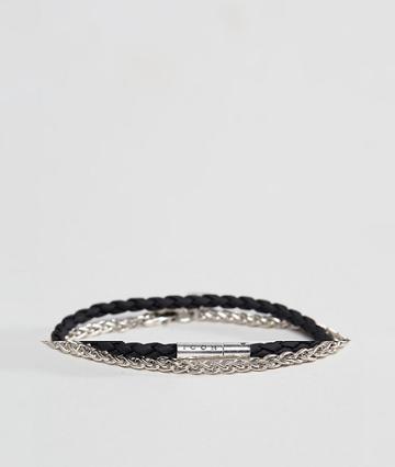 Icon Brand Gray Plaited & Gold Chain Bracelet - Gray