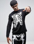 Asos Halloween Sweatshirt With Skeleton Print - Black