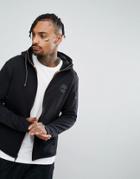 Timberland Slim Fit Full Zip Hoodie Reflective Hood Tree Logo In Black - Black