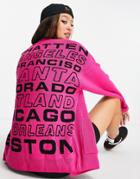 Topshop Knitted Oversized City Cardi-pink