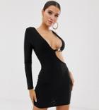 Fashionkilla One Shoulder Mini Bodycon Dress With Buckle Detail In Black