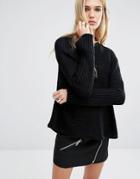 Noisy May Vera Funnel Neck Knit Sweater - Black