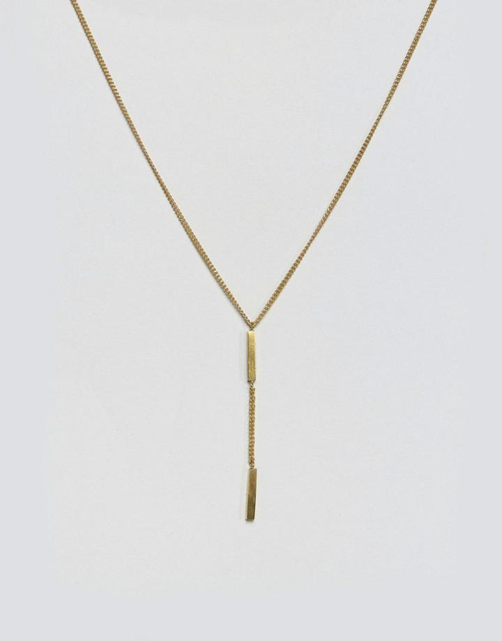 Made Gold Bar Lariat Necklace - Gold