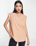 Asos Design Wide Sleeveless Tank Top In Tan-neutral