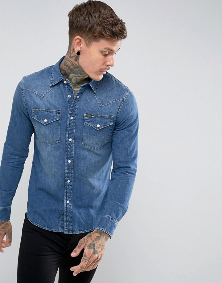 Lee Slim Fit Western Shirt - Blue