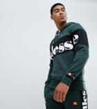 Ellesse Panel Logo Hoodie With 1/4 Zip In Green - Green