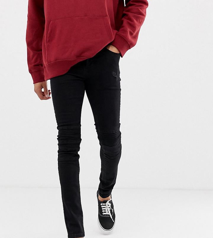 Jacamo Skinny Fit Biker Jean In Black