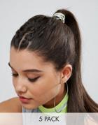 Asos Pack Of 5 Hair Elastic With Charms - Gold