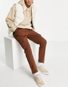 Asos Design Tapered Cargo Pants In Light Brown With Toggles