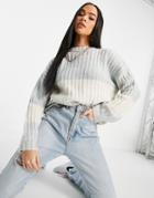 Na-kd Oversized Stripe Sweater In Gray-grey