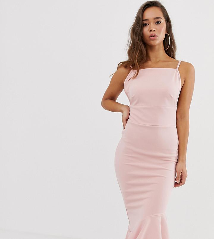 Missguided Asymmetric Hem Scuba Midi Dress - Pink