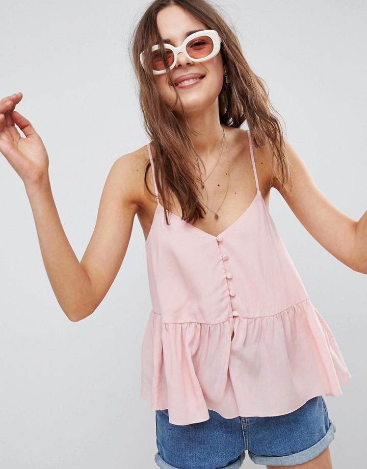 Asos Design Button Smock Cami - Pink