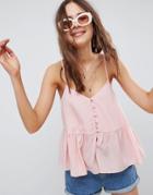 Asos Design Button Smock Cami - Pink