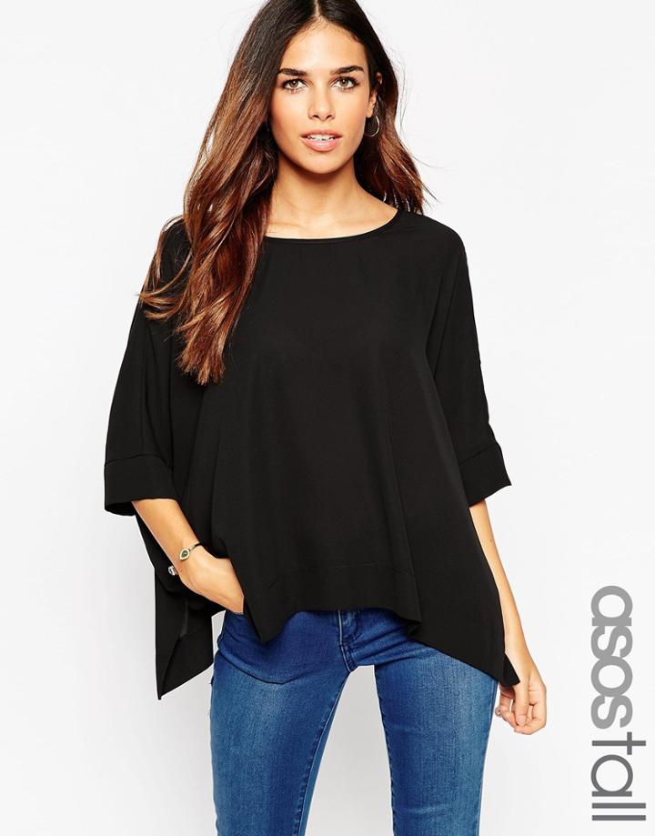 Asos Tall Oversized Kimono T-shirt With V Back - White