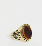 Reclaimed Vintage Branded Tigers Eye Semi Precious Stone Ring In Burnished Gold Exclusive To Asos - Gold