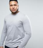 Asos Design Plus Long Sleeve T-shirt With Crew Neck In Grey Marl - Gray