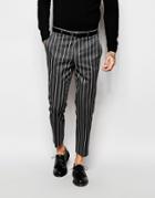 Asos Slim Cropped Suit Pants In Pinstripe - Multi