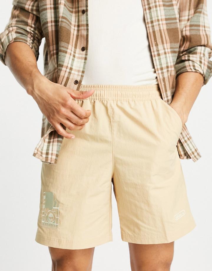Adidas Originals Emb Woven Short In Beige-neutral