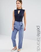 Alter Petite Tailored Pants With Tie Waist - Blue