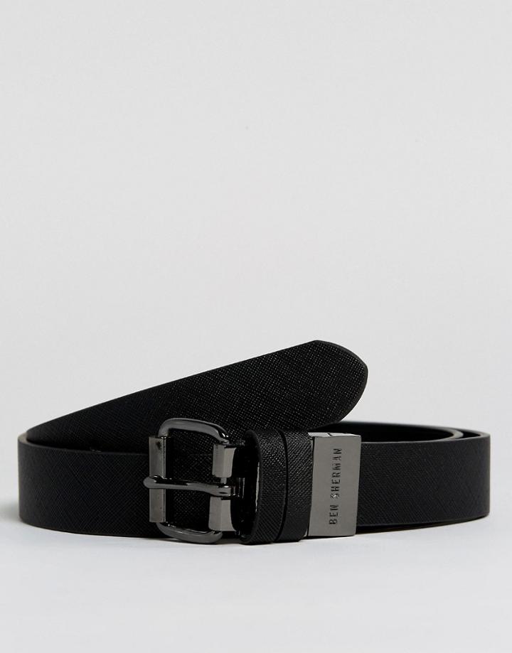 Ben Sherman Northolt Saffiano Belt - Black