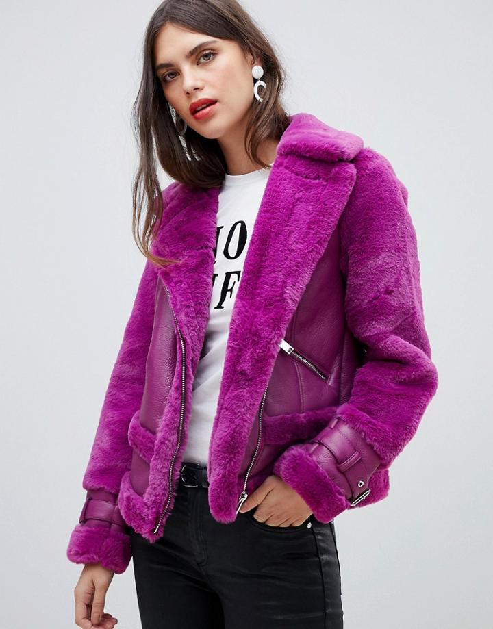 River Island Aviator Jacket In Purple
