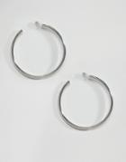 Designb London Silver Tube Hoop Earrings - Silver