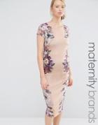 Bluebelle Maternity Cap Sleeve Floral Printed Bodycon Dress - Pink