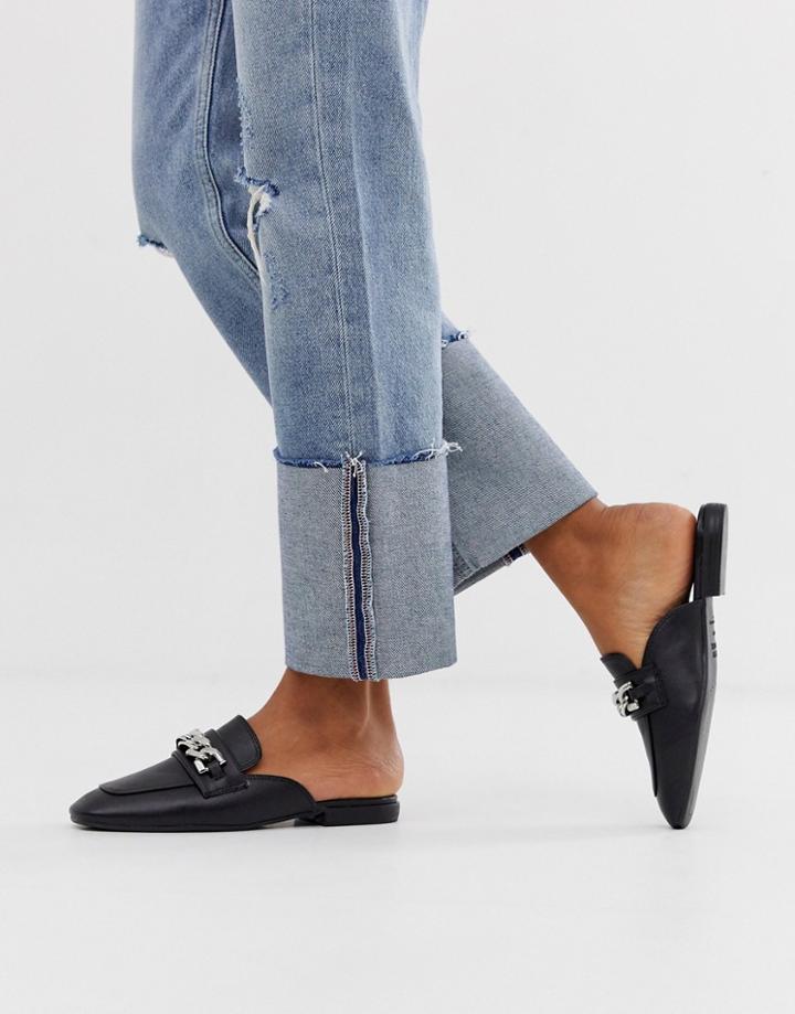 New Look Chain Loafer Mule In Black - Black