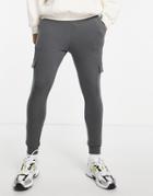 Asos Design Super Skinny Cargo Sweatpants In Washed Black