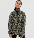 Puma Oversized Cheetah Print Polar Fleece Sweater - Black